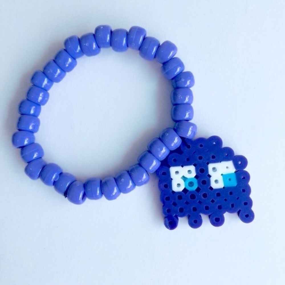 🍒 5/$25 🍒 Purple Ghost Rave Kandi Perler Bracelet